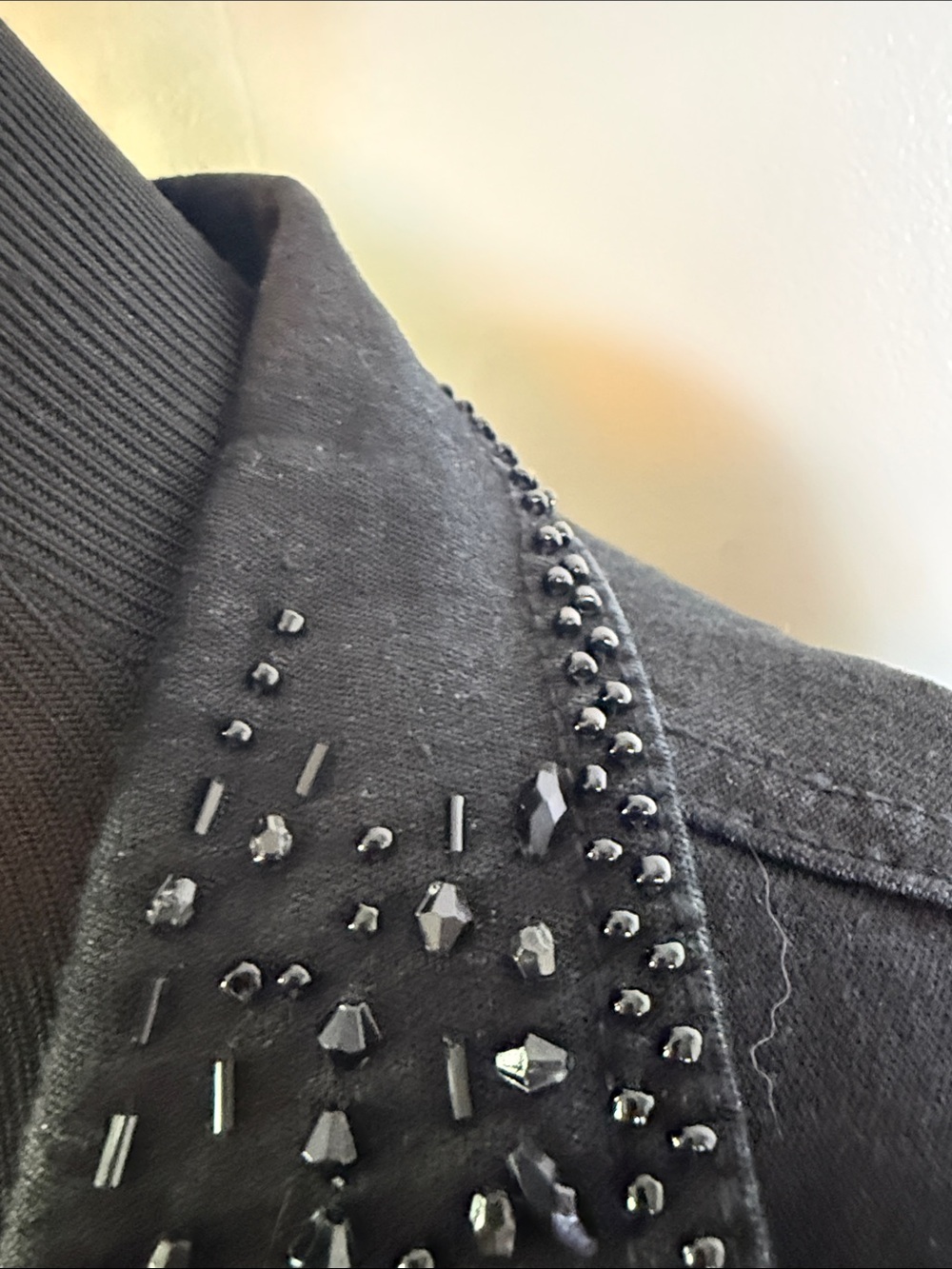Vintage DG2 Diane Gilman Black Stretch Denim Rhinestone Blazer Jacket Sz 2X - Picture 7 of 10